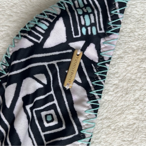 Victoria's Secret Black and White Bikini Bottom with Teal Trim - Picture 5 of 5